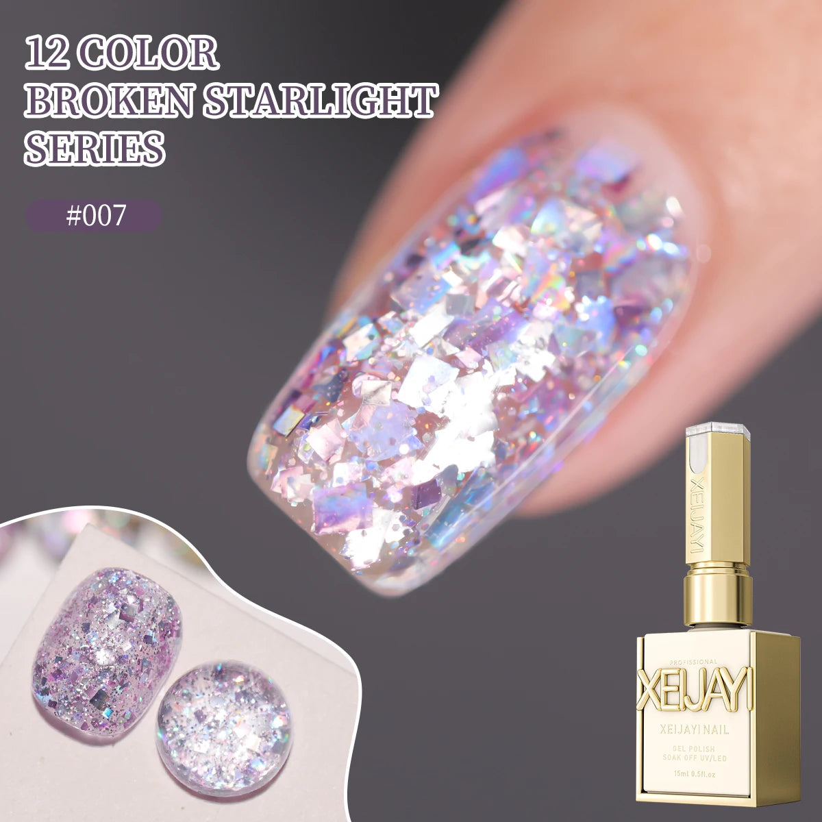 2025 new popular 12-color glittering diamond sequins nail gel, high saturation gloss long-lasting for nail art DIY