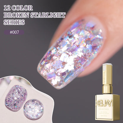 2025 new popular 12-color glittering diamond sequins nail gel, high saturation gloss long-lasting for nail art DIY