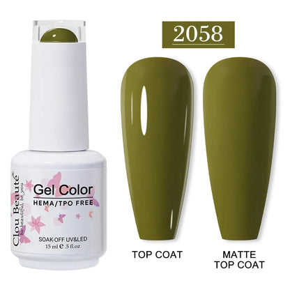 Clou Beaute 15ml Red Color Gel Polish Vernis Semi Permanent UV Varnish Gel Nail Polish Hema TPO Free Nails Art Manicure TOP BASE