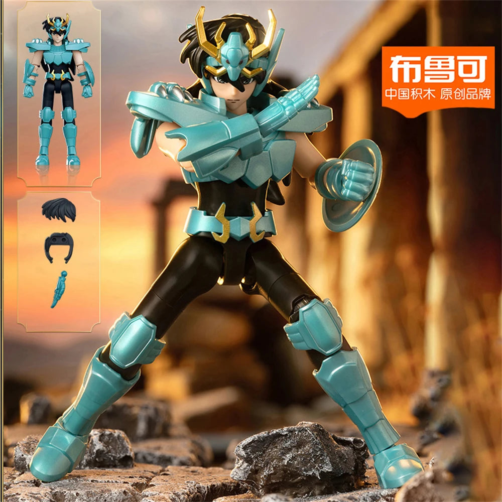 New Blokees Gold Saint Building Block Saint Seiya Assembling Toys Aiolos Sagittarius Items Assembly Action Figure Ornaments Gift