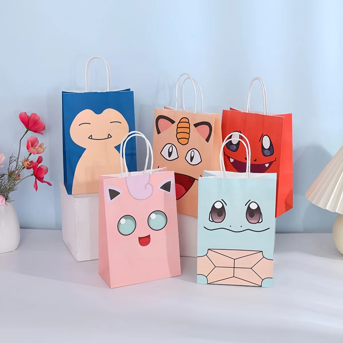 Pokemon Gift Bags Pikachu Hand-held Paper Packing Treat Bag Anime Kraft Paper Bag Gift Packaging Party Festive Supplies Kids Toy