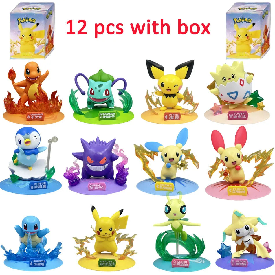 12 style Pok é mon Doll Pikachu Blind Box Anime Models Desktop Decorations Action Figure Collection Pok é mon Toys Birthday Gift