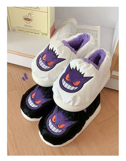 Pokemon Anime Couple Slippers Cute Pikachu Eevee Cartoon Cotton Home Shoes for Men And Women with Velvet Insulation Winter Gifts