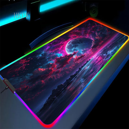 RGB Galaxy Milky Way Mouse Pad XXL 90X40 Carpet PC Gamer Computer Keyboard Desk Mat Anti-slip Mousepad Gaming Led Backlight Mats