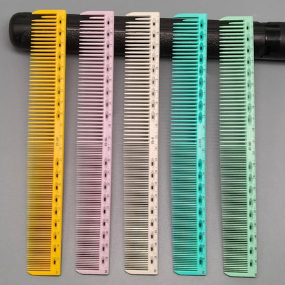Hair Cutting Comb With Scale Cyan Yellow Ruler Haircut Combs Barber Shop Hairdressing Hairbrush Salon Styling Tools Y0521