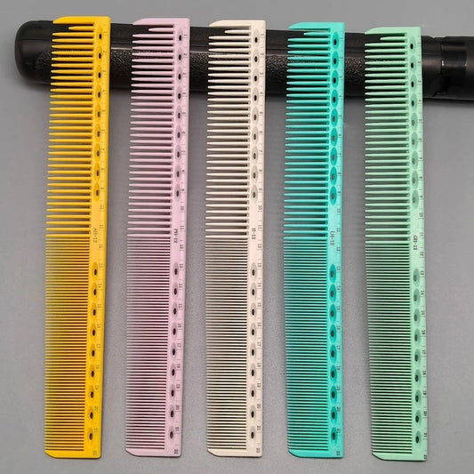 Hair Cutting Comb With Scale Cyan Yellow Ruler Haircut Combs Barber Shop Hairdressing Hairbrush Salon Styling Tools Y0521