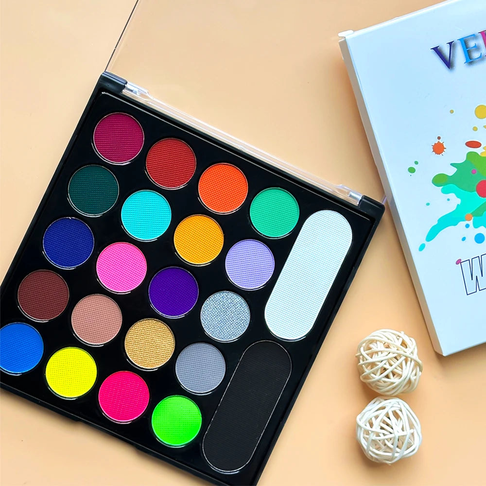 22 Color Face Body Painting Kit for Kids Adults,Face Paint Makeup Palette with Brush,Halloween Carnival Artist Cosplay Art Party