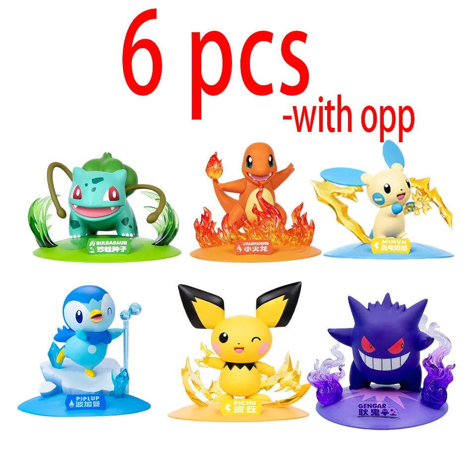 12 style Pok é mon Action Dolls Pikachu Blind Box Anime Models Desktop Decorations Pok é mon Toys Children's Birthday Gifts
