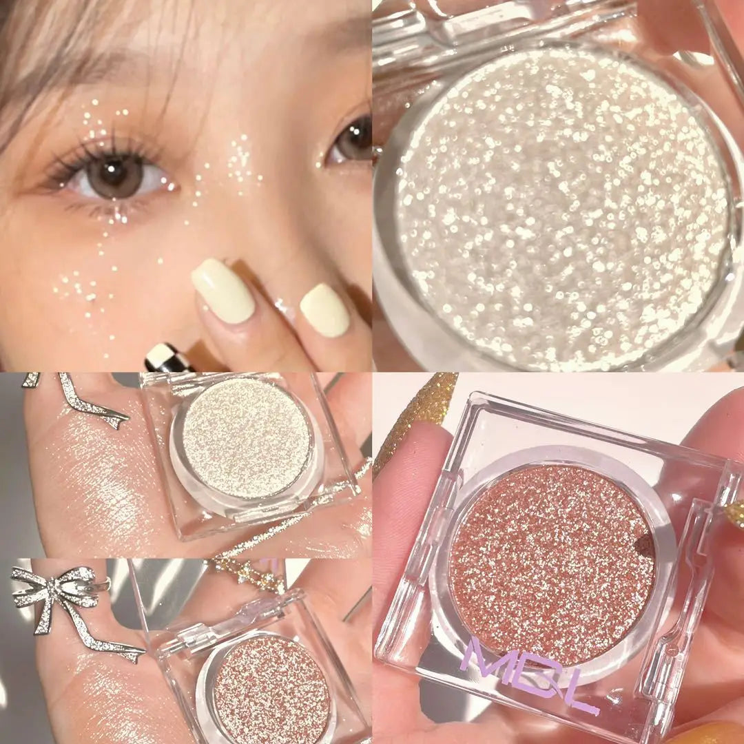 Monochrome White Shiny Highlighter Palette Gorgeous Glitter High Gloss Long Lasting Pearlescent Shimmer Brighten Bronzers Makeup