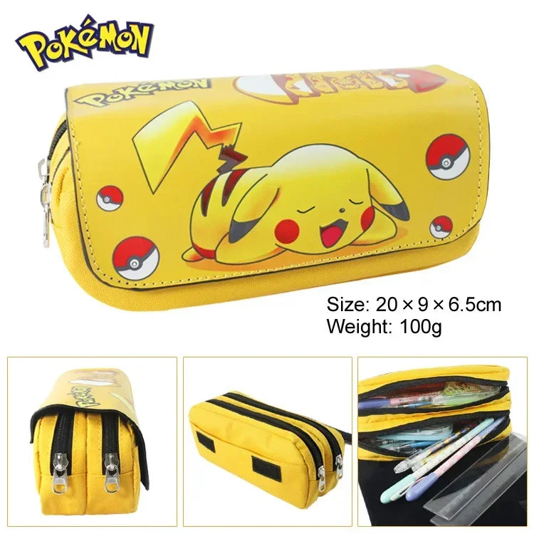 New Kawaii Pokemon Pencil Cases School Cartoon Pikachu Black Pen Bag School Supplies Stationery Bag Perfect Gifts for Students