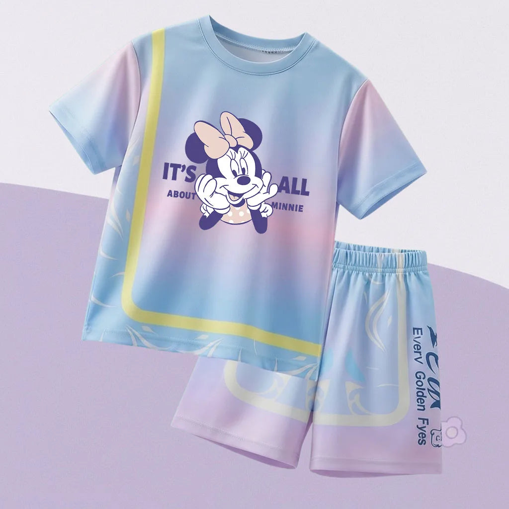 Summer Girls Casial Outfits Breathable Kids Running Shorts Sets Children's O Neck T Shirt Shorts Two Piece Outdoor Sport Clothes