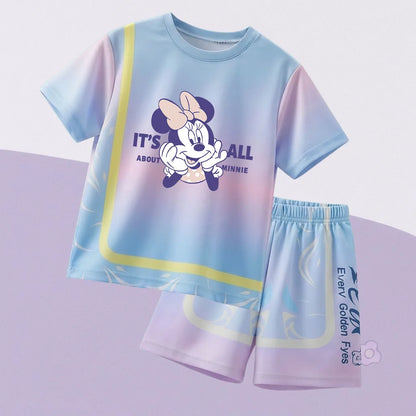Summer Girls Casial Outfits Breathable Kids Running Shorts Sets Children's O Neck T Shirt Shorts Two Piece Outdoor Sport Clothes