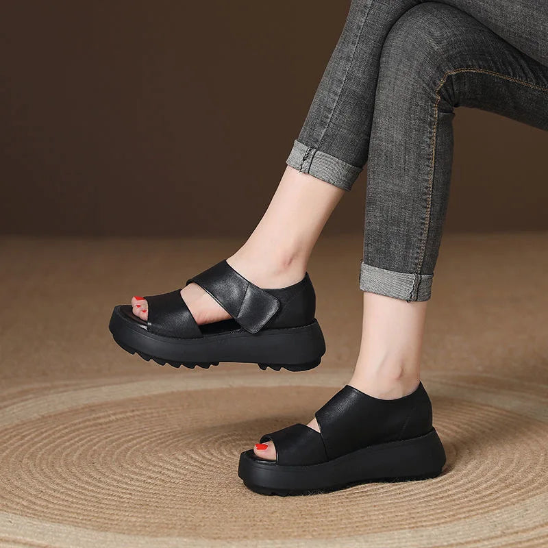 Women's Soft Muffin Sandals Breathable Retro Roman Sandals Thick Bottom Roman Women's Sandals