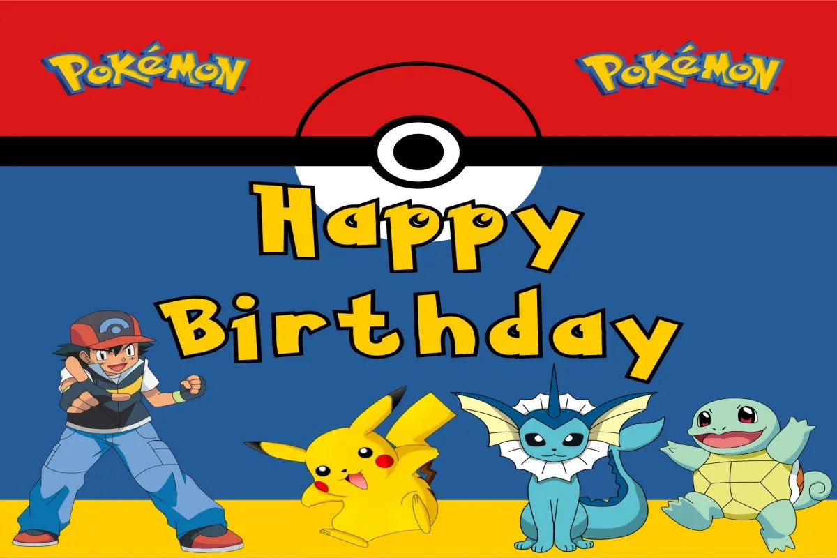 Pikachu Photography Backdrop For Kids Birthday Party Supplies Background Cake Table Decor Banner Room Decoration Poster