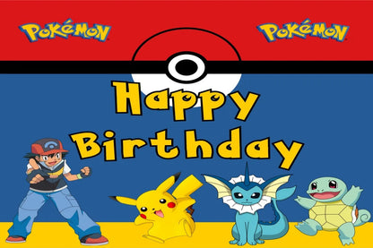 Pikachu Photography Backdrop For Kids Birthday Party Supplies Background Cake Table Decor Banner Room Decoration Poster