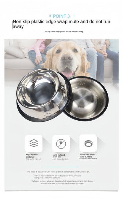 Pet Dog Cat Stainless Steel Bowl Pet Feeding Bowl Cat and Dog Drinking Bowl Metal Feeder Bowl Durable Easy To Clean Pet Supplies
