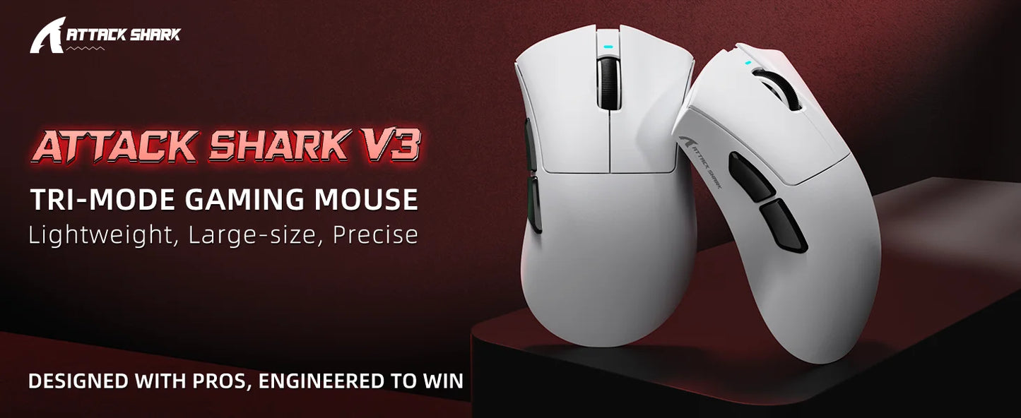 ATTACK SHARK V3 Light Wireless Gaming Mouse PAW3311 Sensor 25000DPI500mAh, 62g 25KDPI 2.4G/BT/USB-C Rechargeable Wireless Mouse