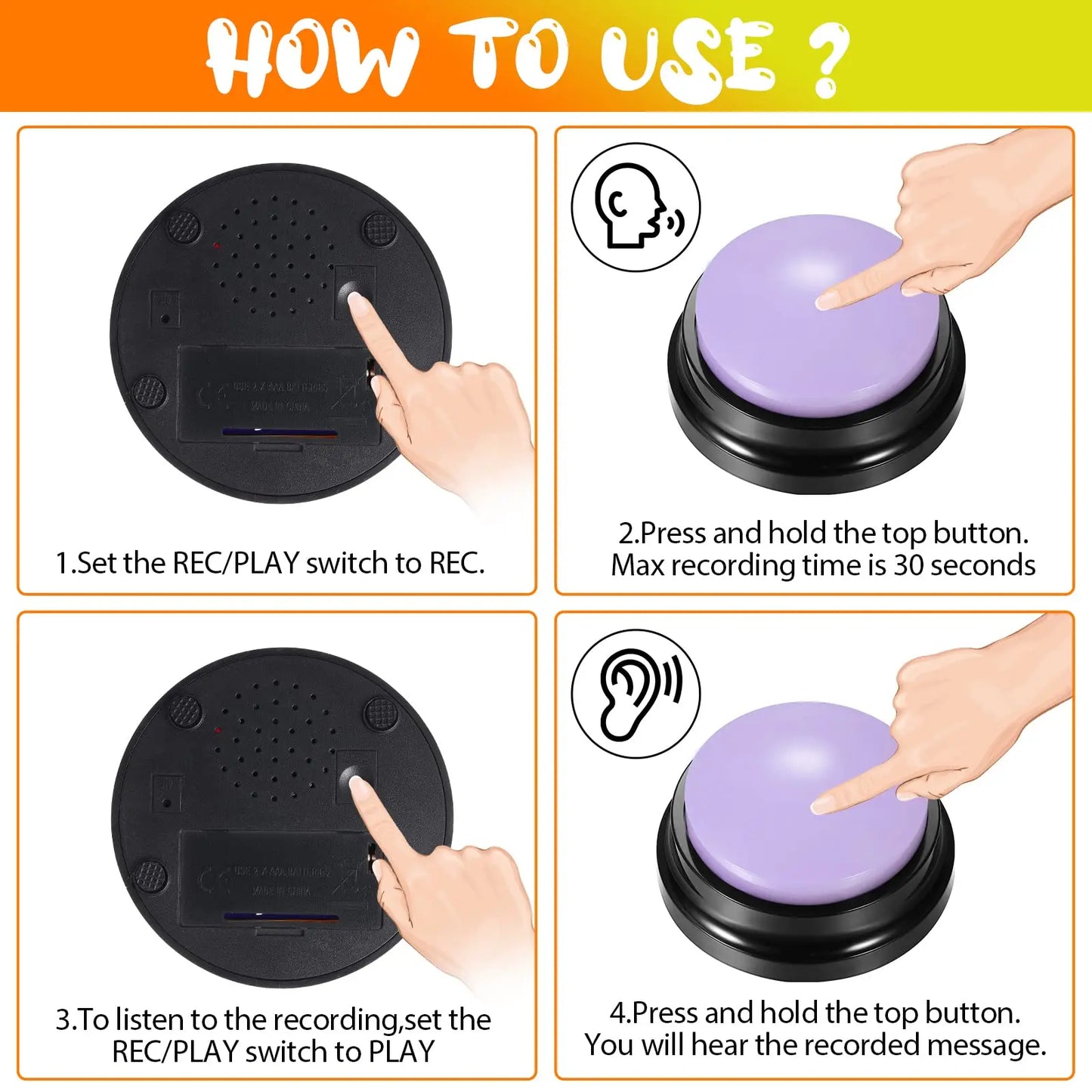 Dog Recordable Talking Sound Button Dog Toy Interactive Voice Buttons For Communication Hexagonal Paw Print Pattern Dog Training