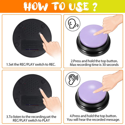 Dog Recordable Talking Sound Button Dog Toy Interactive Voice Buttons For Communication Hexagonal Paw Print Pattern Dog Training