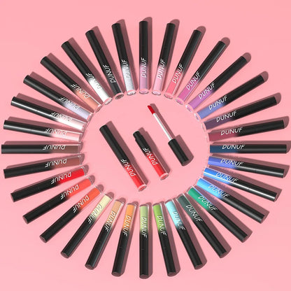 DUNUF 32 Color Matte Liquid Lipstick: Bold Pigment Non-Stick Lip Glaze