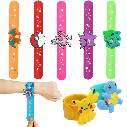 Pokemon Slap Bracelet Kids Pikachu Birthday Decoration PVC Anime Wristband Child Slap Band Puzzle Toy Boys Girls Birthday Party