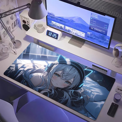 Anime Girl Mouse Pad Kawaii Pink Mousepad Gaming Speed Keyboard Pads Large Gamer Mouse Mat Rubber Desk Mat HD Print Cute Carpet