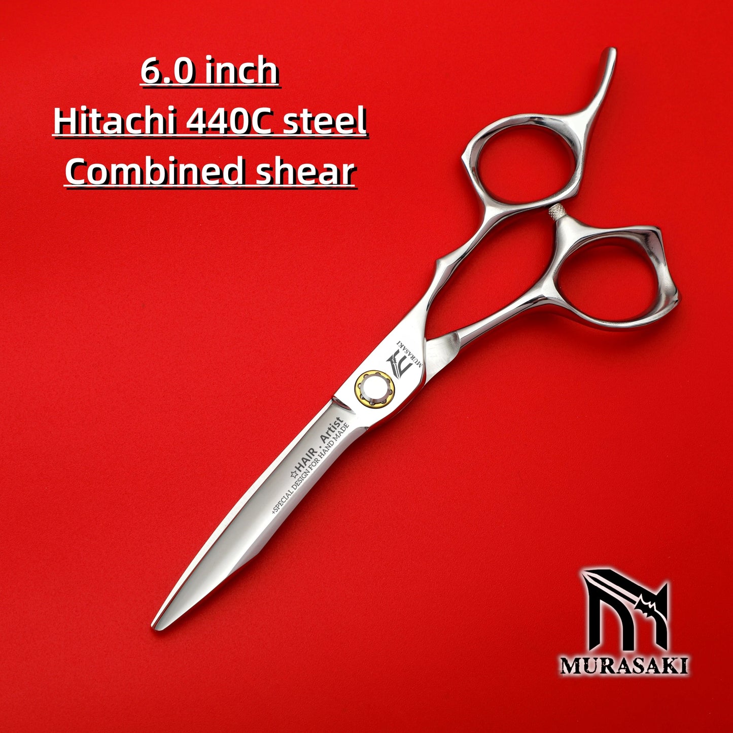 MURASAKI 6.0 inchhair thinning scissors，Professional Barber Accessories，Made by Hitachi 440C Steel，High-end Hair Cutting Tools