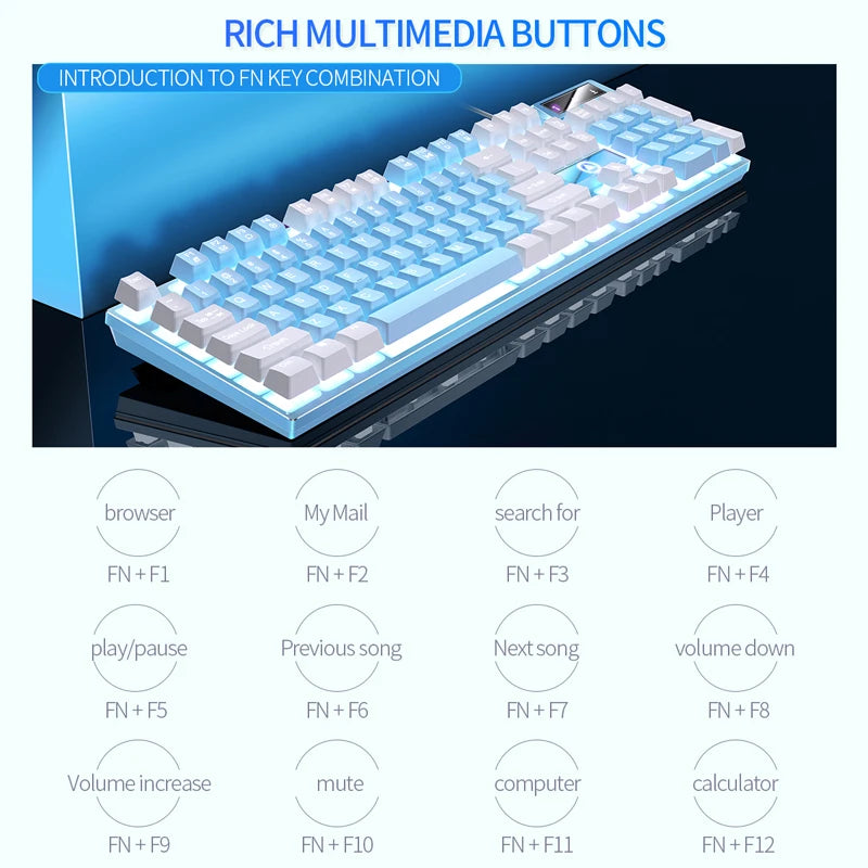 YINDIAO K500 Wired  Keyboard Gaming  Laptop Desktops PC Computer Office Accessories Low Profile Gamer Keyboards With Numpad