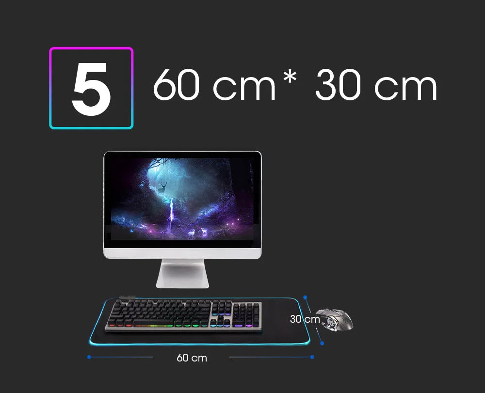 ONE PIECE Zoro RGB Mouse Pad Anime Carpe Large PC Gamer Computer LED Mausepad Keyboard Gaming Accessories Backlight Desk Mat XXL