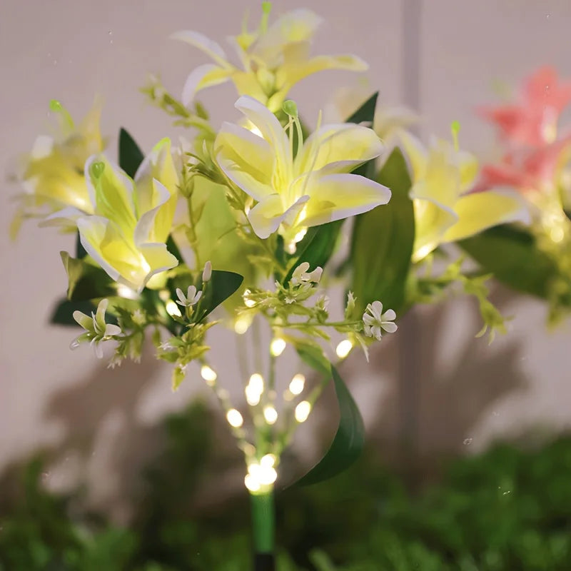 Auto Solar Lily Garden Lights (7 Heads) - Waterproof LED Outdoor Flower Decor for Yard, Pathway, Camping, Wedding | Ground Spike