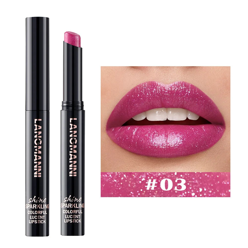 LANGMANNI 10 colors slant mouth pearlescent swivel slant mouth design lipstick single pack lipstick lasting color lip gloss
