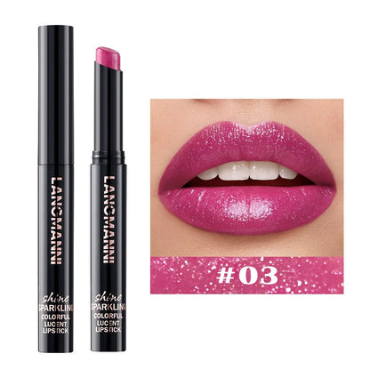 LANGMANNI 10 colors slant mouth pearlescent swivel slant mouth design lipstick single pack lipstick lasting color lip gloss