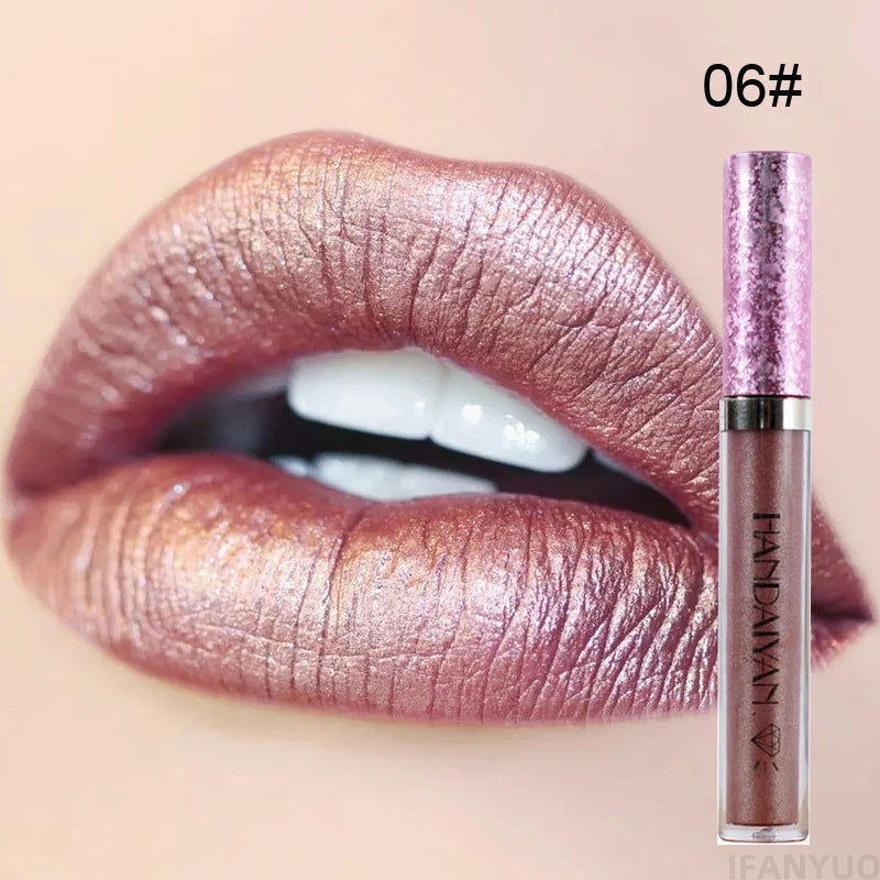 6 Colors Waterproof Nude Pink Glitter Lipstick Makeup Long Lasting Velve Red Sexy Shimmer Lipsticks Cosmetics Beauty