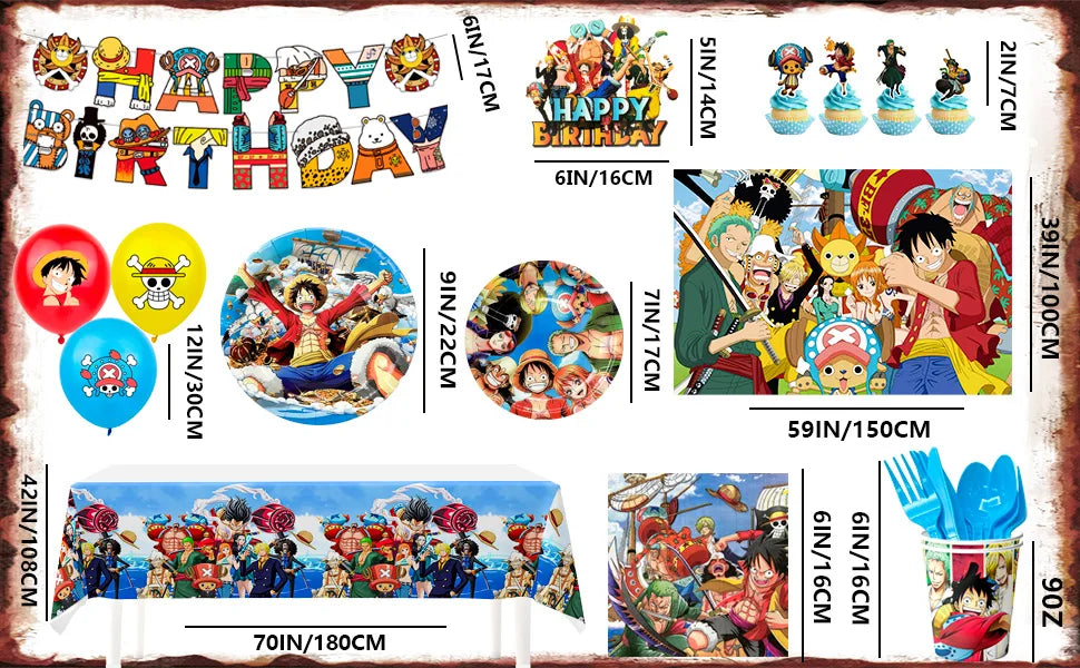 One Piece Birthday Party Supplies Set – 112pcs 🎉🏴‍☠️