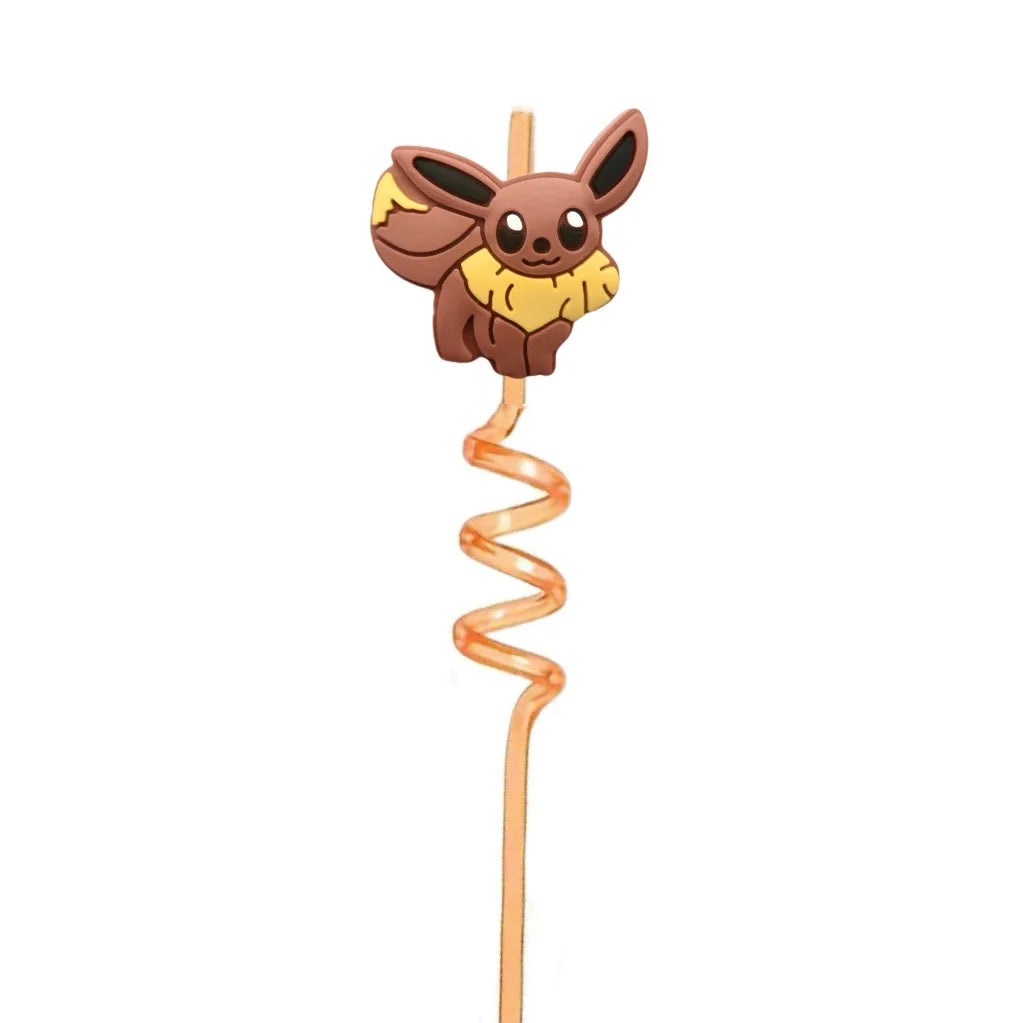 FUNISM Pikachu series cartoon creative spiral straws decorate party reusable colorful straws