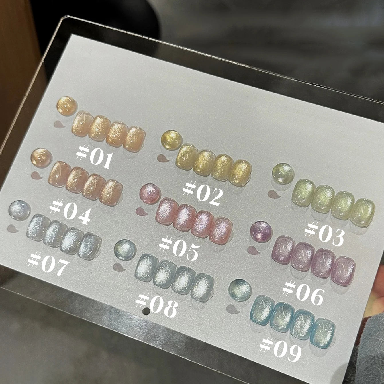 MIANEL 1-16PCS Light Smoke Magnet Cat Eye Gel Nail Polish 2025 New Glass Bead Nude Pink Nail Glue Pink Nails Blue Nails Nail Art