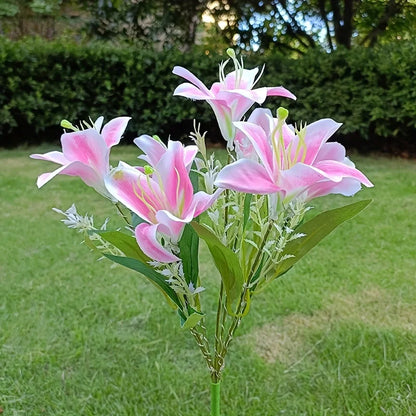 Auto Solar Lily Garden Lights (7 Heads) - Waterproof LED Outdoor Flower Decor for Yard, Pathway, Camping, Wedding | Ground Spike