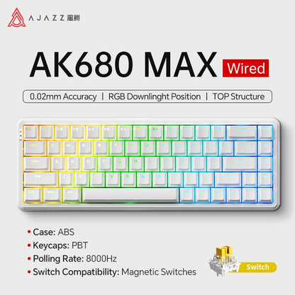AJAZZ AK680 MAX/V2 Mechanical Keyboard HE Hall Effect Switch 60% 8k/1K RGB Wired/Wireless Gaming Rapid Trigger Magnetic Keyboard