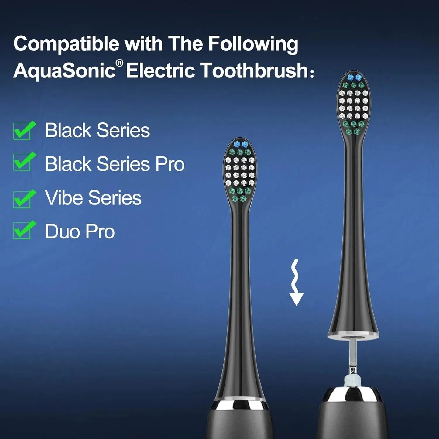 Replacement Toothbrush Heads for AquaSonic Black Series/Black Series Pro/Vibe Series ORCA AQUASONA Toothbrush Bristle Nozzle