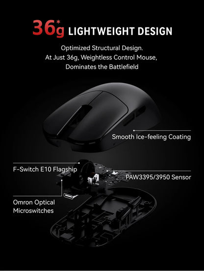 ATK VXE MAD R MAJOR Gaming E-Sports Mouse Ultra-lightweight Dual-Mode PAW3395/3950 Sensor Ergonomic Mice Standard 8K