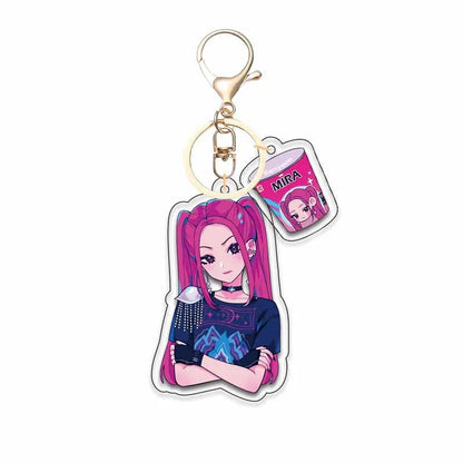 8pcs Girls Group Anime Fans Backpack for School & Outdoor, Double-Sided Spray Acrylic Keychain Lovely Gift for Frien