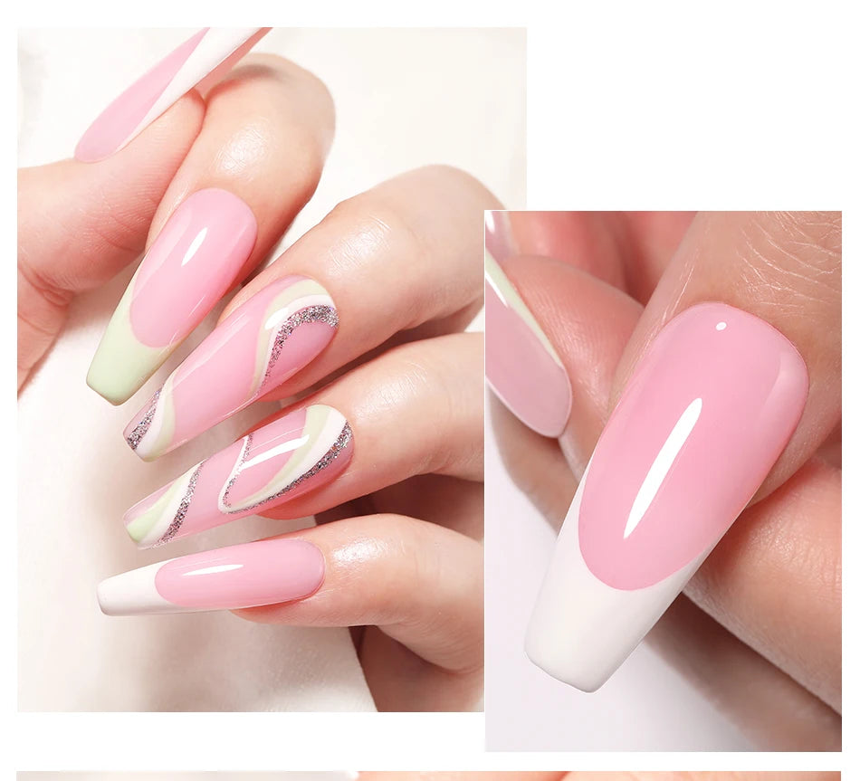 BORN PRETTY 30ml Milky White Hard Gel Jelly Nail Extension Gel Nail Polish Clear Acrylic Nail Color Soak Off UV Construction Gel