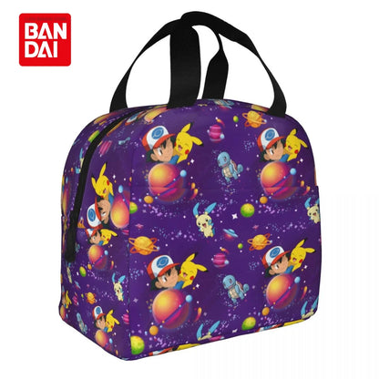 Bandai Japan Anime Pokemon Lunch Bag for School Kids Office Pikachu Sac Lunch Portable Thermal Cooler Lunch Box Handbag Gift