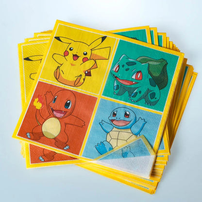 60pcs Pokemon Tableware Pikachu Birthday Decoration Disposable Cups Plates Napkins Happy Birthday Baby Shower Supplies Toys ﻿