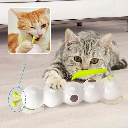 Sensor Automatic Cat Feather Toy USB Rechargeable Interactive Fluffy Tail Teaser with Suction Cup Automatic Cat Toy for Indoor