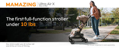 MAMAZING Ultra Air X Lightweight Travel Stroller 9.9lbs Carbon Fiber with UPF50+ Waterproof Fabric (BROWN)