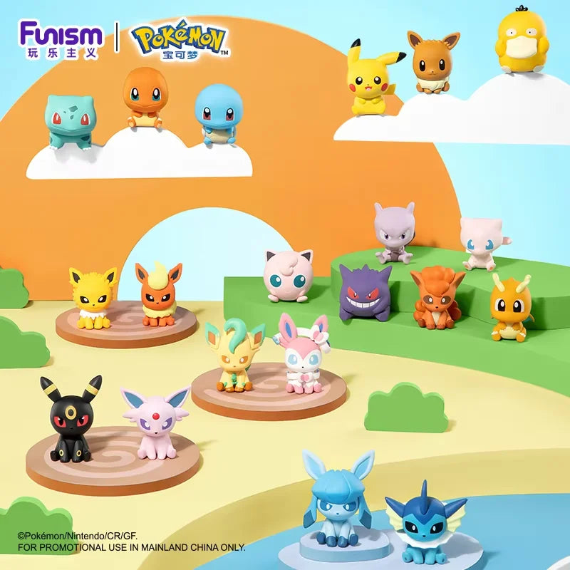 Pokemon Anime Poke Ball Action Figures Sylveston Umbreon Gengar Mini Dolls FUNISM Original Genuine Model Car Ornament Toys Gift