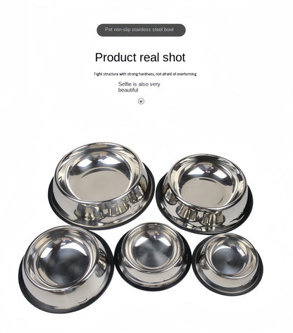 Pet Dog Cat Stainless Steel Bowl Pet Feeding Bowl Cat and Dog Drinking Bowl Metal Feeder Bowl Durable Easy To Clean Pet Supplies