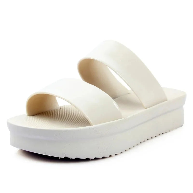 Korean Style Summer Roma Sandals With Thick Bottom And Soft Sole Simple Mom Shoes Jelly Beach Slippers Casual Women's Shoes