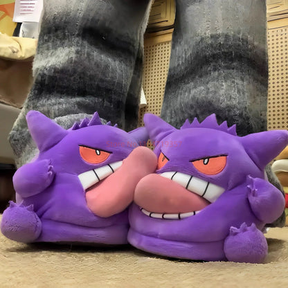 Pokemon Gengar Slippers Funny Tongue Out Design Soft Sole Cute Cozy Winter Warm Indoor Couple Home Wacky Slippers Toy Gifts